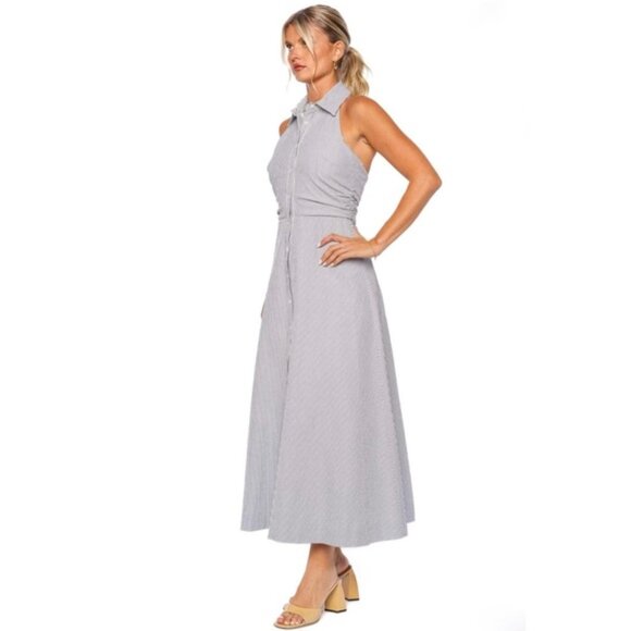 NWT Veronica Beard Mackey Seersucker Halter Back Midi Dress - Picture 4 of 16